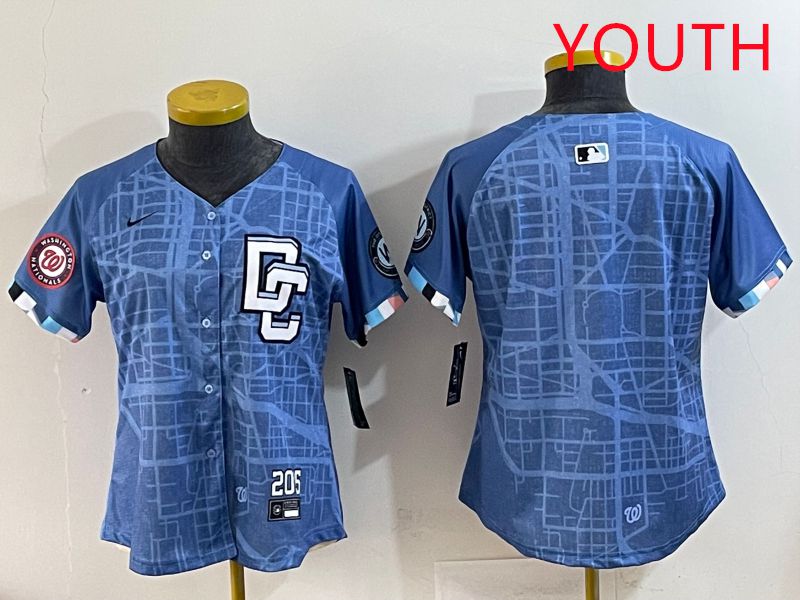 Youth Washington Nationals Blank Blue Joint Name 2025 Nike MLB Jersey style 2->youth mlb jersey->Youth Jersey